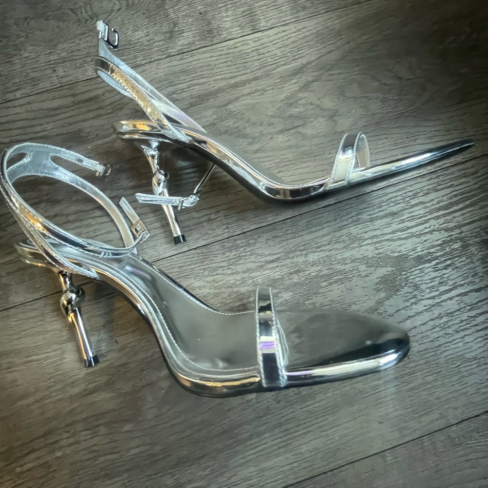 JW PEI Shiny Silver Heels
